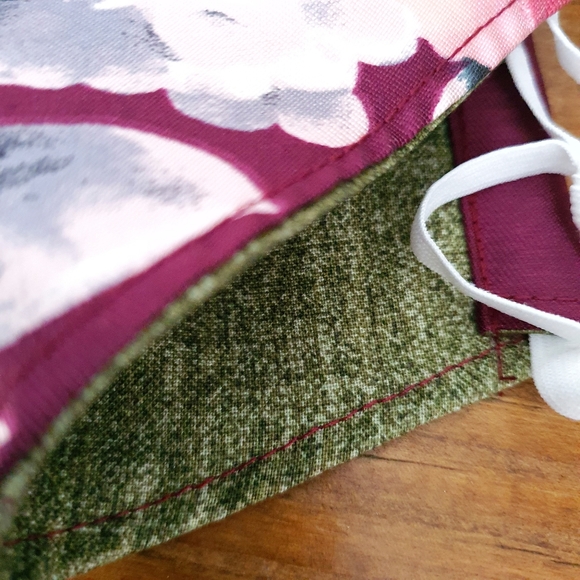 5 for $15 * Floral Burgandy Satin Face Mask - Picture 4 of 6